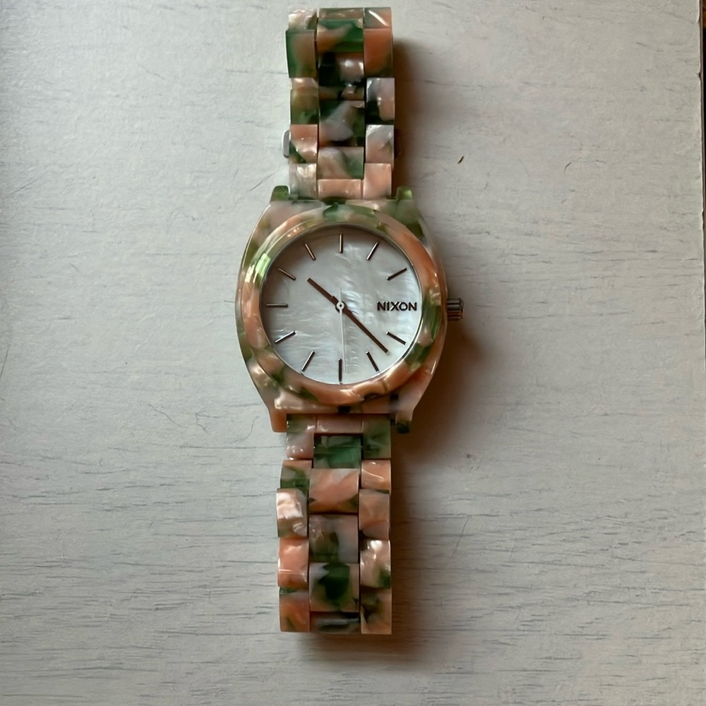Nixon Time Teller acetate watch in Mint Julep